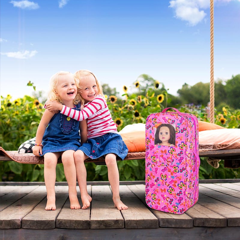 ZITA ELEMENT Doll Travel Carrier Case - Crossbody Shoulder Bag for 18 Inch Doll Accessories with Multi-Pocket, Storage Closet Wardrobe Makeovers - Image 3